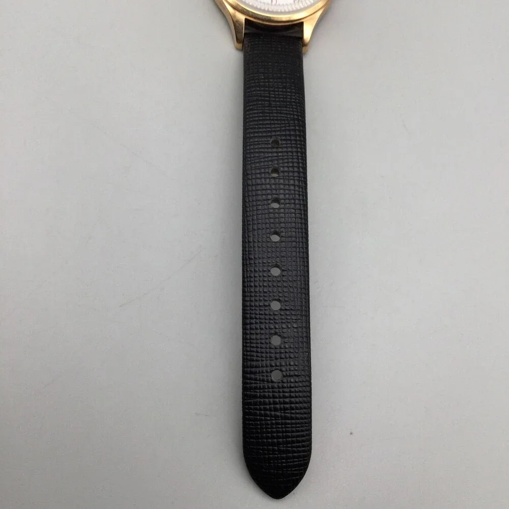 Ted Baker Womens Watch 32mm White Dial Rose Gold Tone Black Leather New Battery